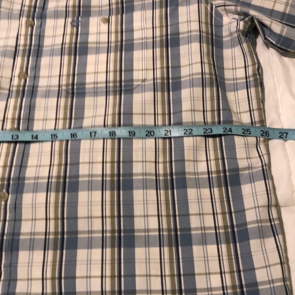 Timberland Blue, green, cream short sleeve plaid shirt button down lightweight - Picture 4 of 5